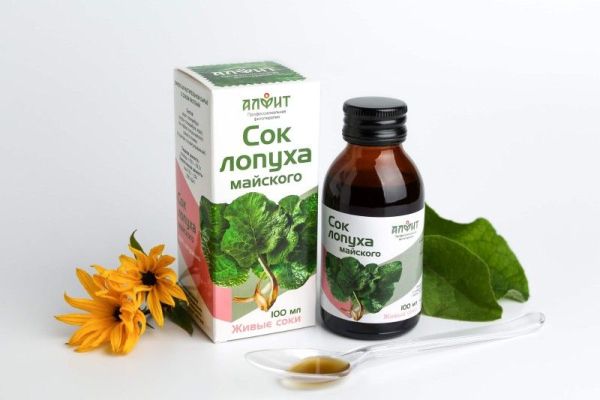 Изображение товара Сок живой Лопуха Майского Алфит 100мл Сок живой Лопуха Майского Алфит 100мл фотография