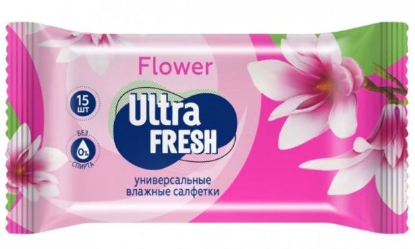 Изображение товара Салфетки влажные Ultra Fresh Flower Fruit №15 Салфетки влажные Ultra Fresh Flower Fruit №15 фотография